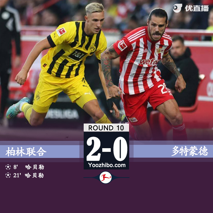 <a href=/zuqiusai/dortmund/ target=_blank class=infotextkey>多特蒙德</a>0-2柏林联合 科贝尔“超巨失误”送礼哈贝勒双响