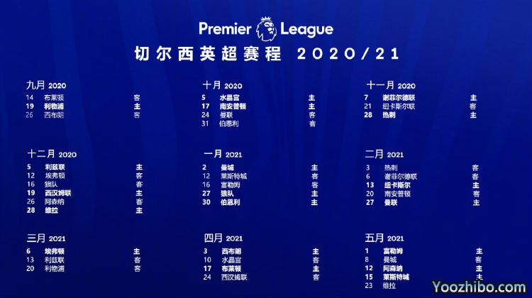 20/21赛季<a href=/zuqiusai/chelsea/ target=_blank class=infotextkey>切尔西</a>赛程表出炉